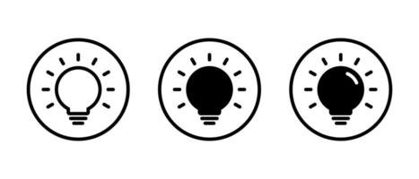 Light bulb icon set on circle outline. Electric lamp, idea, innovation, solution sign symbol vector