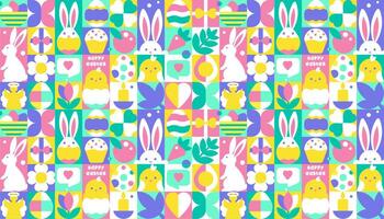 Seamless Pattern background for Happy Easter Design. Abstract geometric elements in a Bauhaus style vector