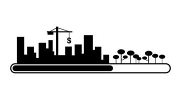 urban city skyline loading progress. Abstract forest and building progress build concept design illustration. vector