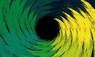 Colorful green yellow swirling cyclone background with space. dark background. twirl twist brush color. artistic motion. vector