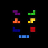 Set of color block, color puzzle icon , logic fun game. black background. vector