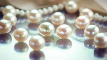 A group of pearls on a table photo