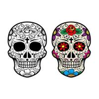 Set of sugar skulls isolated on white background. vector