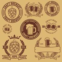 Set of labels templates with beer mug. Beer emblems. Bar. Pub. Design elements for logo, label, emblem, sign, brand mark. illustration. vector