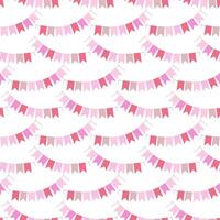 Festive Pennant garlands on string Seamless Pattern in trendy soft shades. Party Holiday background. Isolated illustration Wallpaper Thematic or greeting card, posting or web promo leaflet, tag vector