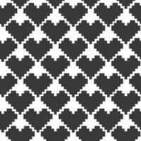 Stylized Heart shape pixel Monochrome Seamless pattern. Valentines or Black Day Background concept. Isolated illustration Wrapping, wallpaper or web promo banner Thematic card, leaflet, price vector