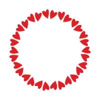 Hand drawn Colorful hearts Circular Frame border. Valentines Day design concept Copy space Template. Isolated illustration Thematic cards, leaflets, greetings, price, label or web promo banner vector
