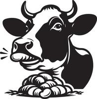 Dairy Cow Eating Fodder. vector