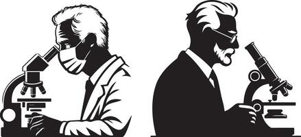 Two Male Aged Scientist Using Ppipette Illustration. vector