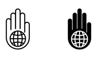 hand palm with globe vector