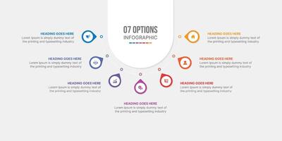 Seven Options Creative Circular Infographic Template Design vector