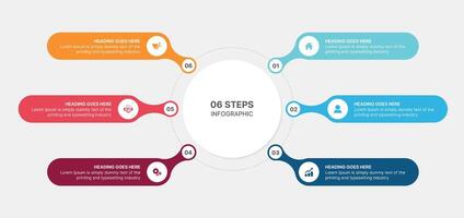 Circle Infographic Template Design With 6 Steps, Process Workflow Diagram vector