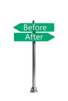 Before and after directions. Opposite traffic sign, 3D rendering isolated on Transparent background png