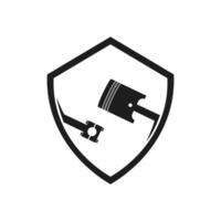 piston with shield logo icon flat design vector
