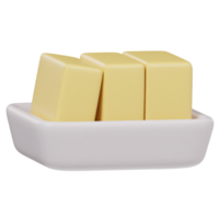 3d slice of butter icon rendering illustration png