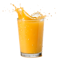 Fresh orange juice splashing from a glass isolated on a transparent background png