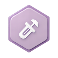 soft lavender button in shape of hexagon featuring paperclip icon, perfect for digital design or user interface applications png