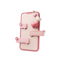 3D Phone which displays the correspondence between two lovers in the form of a dialog box. png