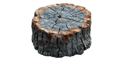 Tree stump with weathered texture isolated on transparent background png