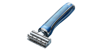 Blue razor with multiple blades isolated on transparent background png