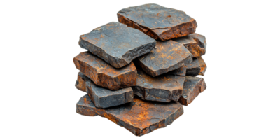 Stack of iron ore rocks isolated on transparent background png
