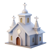 3D Render of a Simple White Church Model png