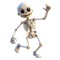 Playful Cartoon Skeleton in Dynamic Pose, 3D png