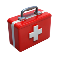 Red First Aid Kit with White Cross - 3D Render png