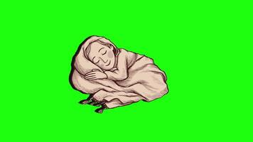 Green screen 3D animation icon sleeping with a blanket video