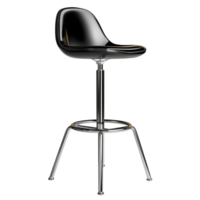 Modern Sleek Bar Stool with Black Seat and Metallic Base png