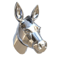 Metallic Reflective Sculpture of a Donkey's Head on Transparent Background png
