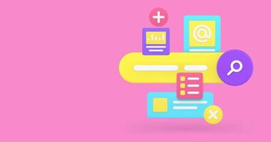Business information searching online data browsing banner 3d icon animation video