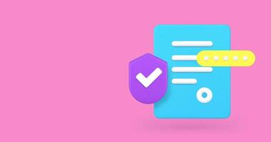 Information document protection data safety access banner 3d icon animation video