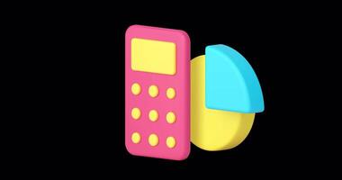 Business accounting data analyzing calculation 3d animation with alpha channel video