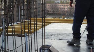 Workers Setting Up Formwork for Concrete Floor video