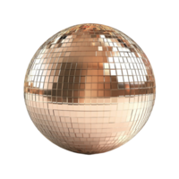 3D rendering of a shiny metallic disco ball with mirrored surfaces on a transparent background. png