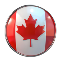 Glossy Round Button with Canadian Flag Design isolated on transparent background png