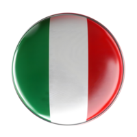 Glossy Round Button with Italian Flag isolated on transparent background png