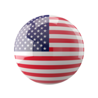 American round flag badge isolated on transparent background png