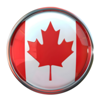 Glossy Round Button with Canadian Flag isolated on transparent background png
