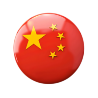 Glossy Round Button with Chinese Flag isolated on transparent background png