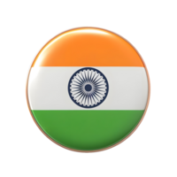 Glossy Round Button with Indian Flag Design isolated on transparent background png