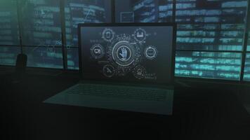 Scheme for protecting access to devices on a laptop screen. video