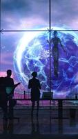 Working with artificial intelligence in a corporation. 3D render video