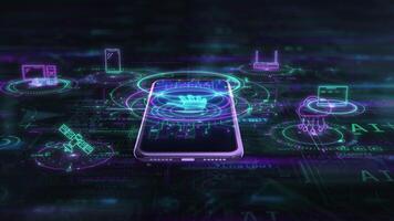 Animation about cloud technologies in a smartphone. video