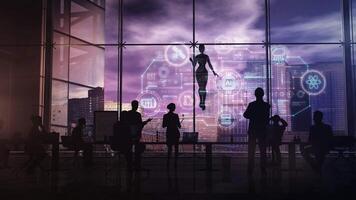 A plot in which artificial intelligence leads a presentation. video