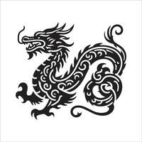 Solid Black Chinese Dragon Icon on White Background for Design and Artwork vector