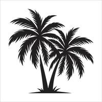 Black palm trees set isolated on white background. Palm silhouettes. Design of palm trees vector