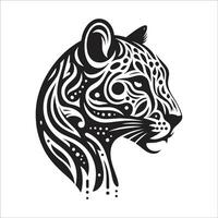 A Powerful Leopard Face Silhouette Design illustration On White background vector