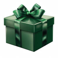 A green box with a green bow on top of it png